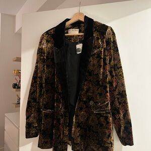 Free People Velvet Floral Blazer - S